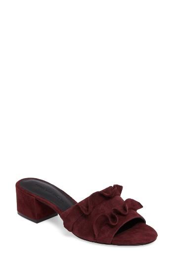 Women's Rebecca Minkoff Isabelle Ruffle Mule Sandal .5 M - Purple