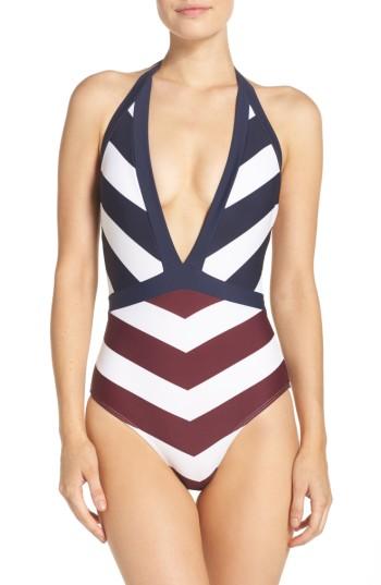 Women's Ted Baker London Rowing Stripe One-piece Swimsuit - Blue