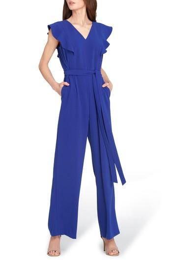 Women's Tahari Flutter Sleeve Jumpsuit - Blue
