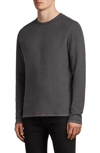 Men's Allsaints Clash Crewneck Thermal T-shirt, Size - Grey