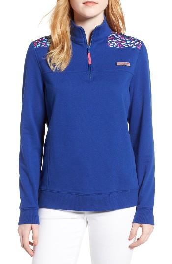 Women's Vineyard Vines Shep School Of Whales Quarter Zip Sweatshirt