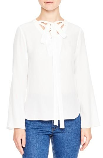 Women's Sandro Lace-up Tie Silk Top - White