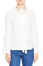 Women's Sandro Lace-up Tie Silk Top - White