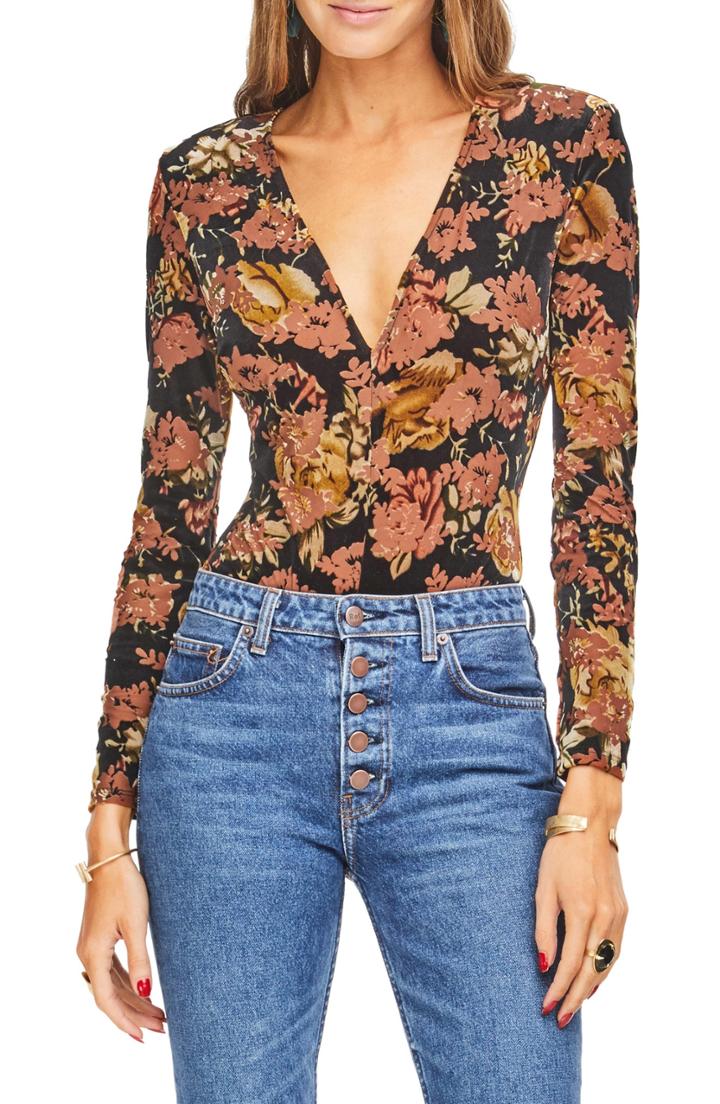 Women's Astr The Label Vickie Long Sleeve Bodysuit - Black