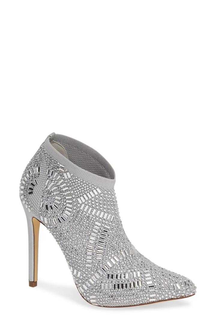 Women's Lauren Lorraine Sarah Crystal Embellished Bootie .5 M - Metallic