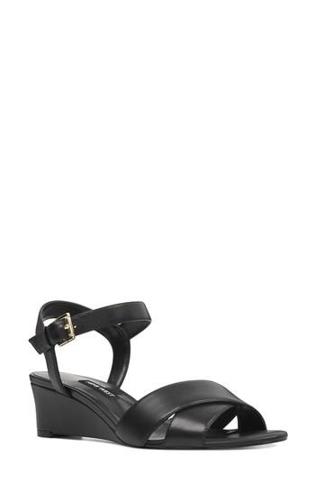 Women's Nine West Laglade Wedge Sandal M - Black