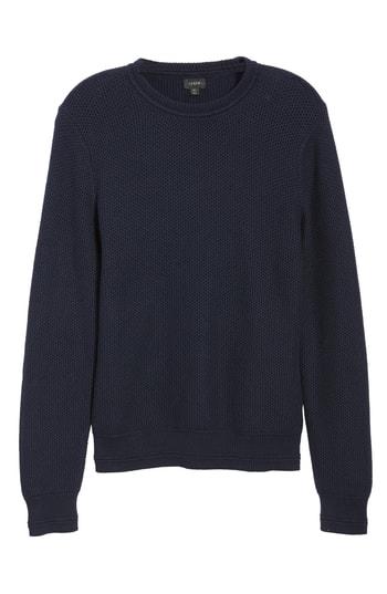 Men's J.crew Honeycomb Cotton Crewneck Sweater, Size - Blue