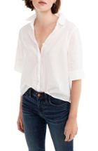 Women's J.crew Short Sleeve Button-up Shirt - White