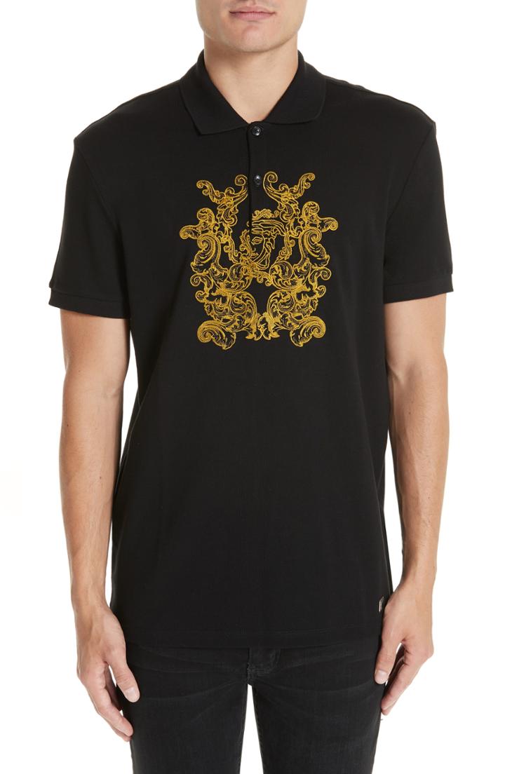 Men's Versace Collection Embroidered Medusa Polo