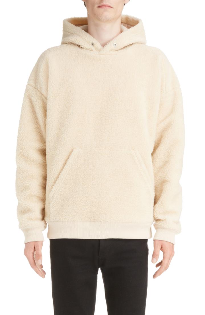 Men's Givenchy Logo Applique Fleece Pullover Hoodie - White