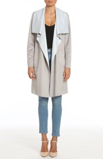 Women's Badgley Mischka Colorblock Faux Suede Draped Coat - Purple