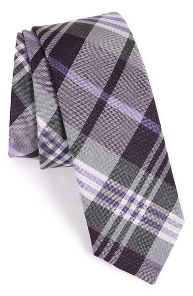 Men's The Tie Bar Plaid Silk & Linen Tie, Size - Purple