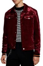 Men's Topman Velvet Western Jacket - Red