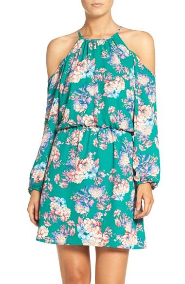 Women's Charles Henry Cold Shoulder Woven Blouson Dress