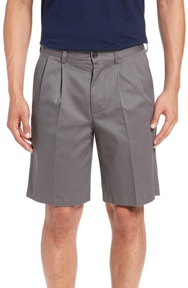 Men's Nordstrom Men's Shop Smartcare(tm) Pleated Shorts - Grey