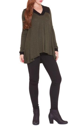 Women's Olian 'joey' V-neck Shark Bite Maternity Top - Green