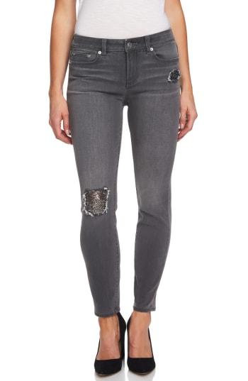 Women's Cece Sequin Rip Skinny Jeans - Grey
