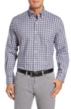 Men's Peter Millar Crown Worthington Check Sport Shirt, Size - Blue