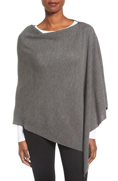 Women's Eileen Fisher Fine Merino Wool Links Poncho, Size - Grey