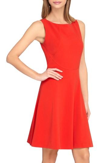 Women's Tahari Seamed Knit Fit & Flare Dress - Red