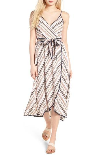 Women's Moon River Stripe Midi Faux Wrap Dress