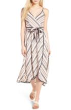 Women's Moon River Stripe Midi Faux Wrap Dress