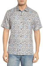 Men's Tommy Bahama Wellington Geometric Print Sport Shirt - Grey