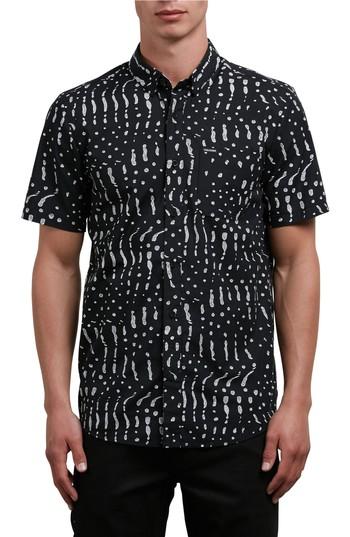 Men's Volcom Drag Dot Woven Shirt - Black