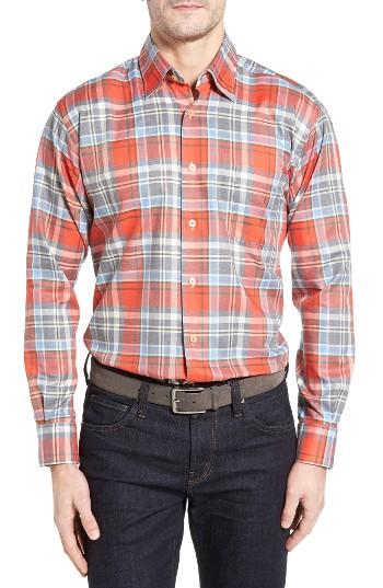 Men's Robert Talbott Anderson Classic Fit Plaid Micro Twill Sport Shirt - Orange