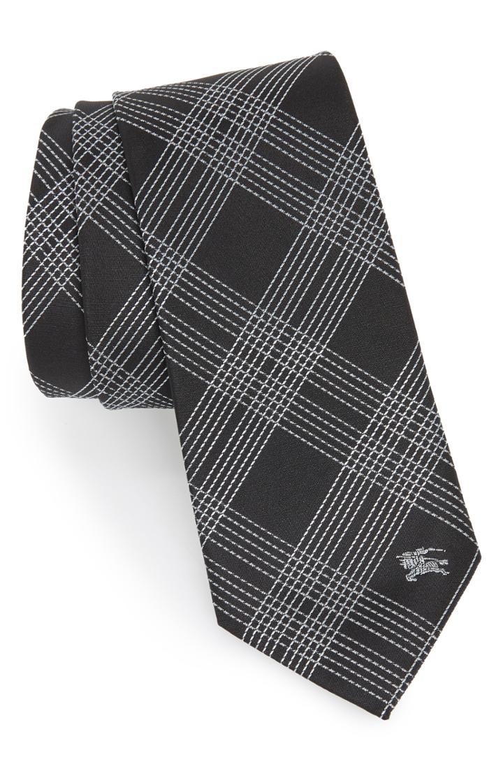 Men's Burberry Manston Graphic Line Check Silk Tie, Size - Black