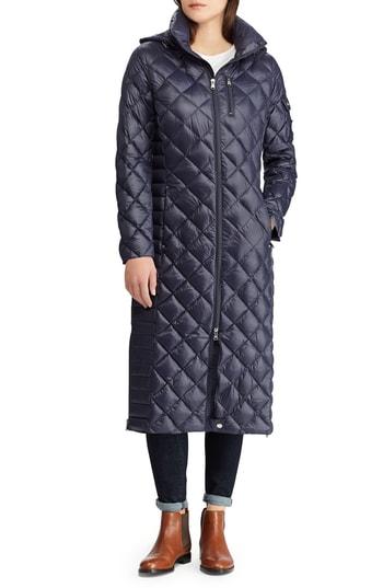 Women's Lauren Ralph Lauren Packable Quilted Down Coat - Blue