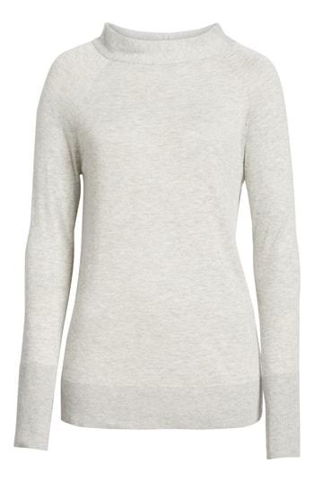 Petite Women's Halogen Tie Neck Sweater, Size P - Grey
