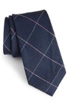 Men's Calibrate Candler Grid Linen & Silk Tie, Size - Blue