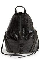 Rebecca Minkoff Medium Julian Croc Embossed Backpack - Black