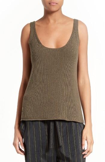 Women's Vince Lattice Stitch Cotton Tank - Green