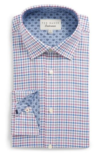 Men's Ted Baker London Welsh Trim Fit Check Dress Shirt .5 32/33 - Pink