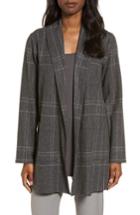 Women's Eileen Fisher Plaid Kimono Jacket, Size - Grey