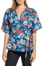 Women's Gibson Kimono Sleeve Wrap Top, Size - Blue