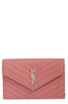 Women's Saint Laurent Quilted Calfskin Leather Wallet On A Chain -
