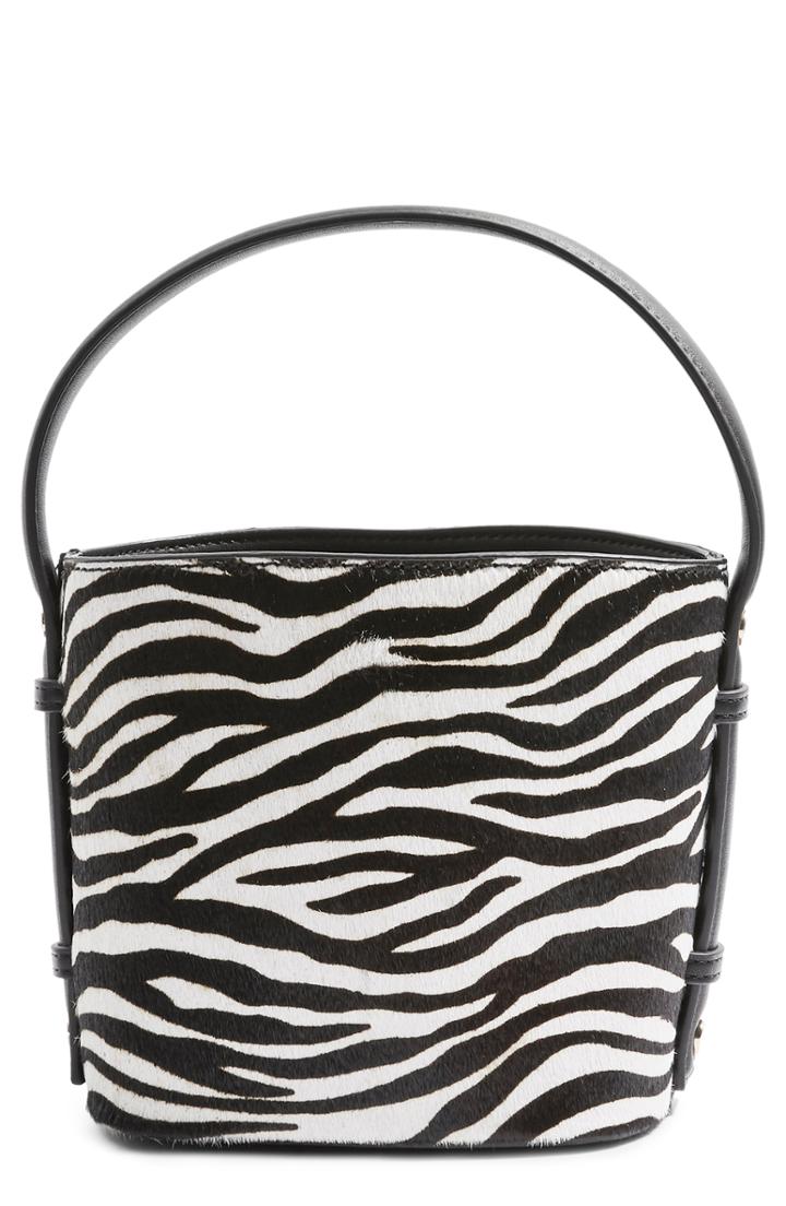 Topshop Samira Calf Hair Bucket Bag - Black