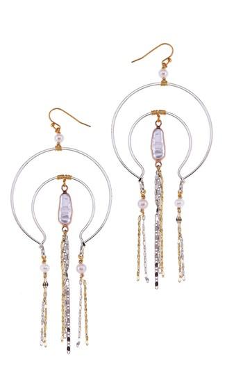 Women's Nakamol Design Freshwater Pearl Arch Frame Statement Earrings
