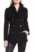 Women's Mackage Double-breasted Wool Blend Peacoat - Black