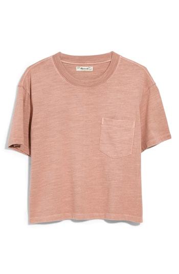 Women's Madewell Garment Dyed Easy Crop Tee, Size - Pink