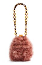 Topshop Marabou Feather Frame Handbag - Pink