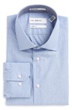 Men's Calibrate Trim Fit Stripe Dress Shirt 34/35 - Blue