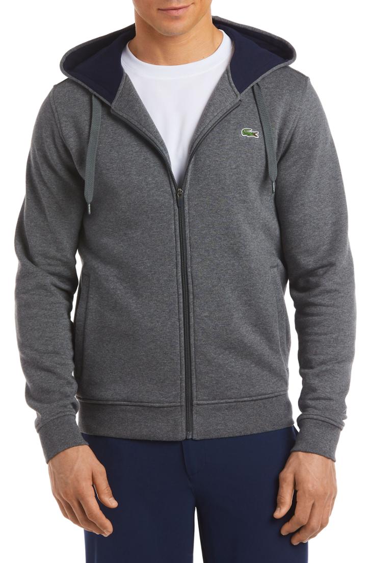 Men's Lacoste Fleece Zip Hoodie (xxl) - Grey