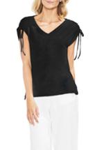 Women's Vince Camuto Drawstring Shoulder V-neck Tee, Size - Black
