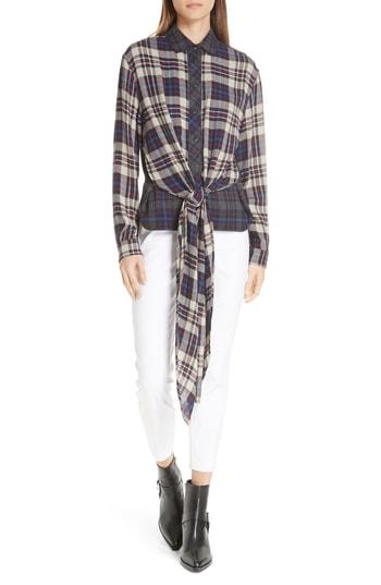 Women's Rag & Bone Felicity Tie Hem Shirt, Size - Beige