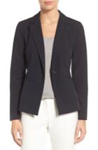 Petite Women's Halogen 'ela' One-button Stretch Suit Jacket P - Blue