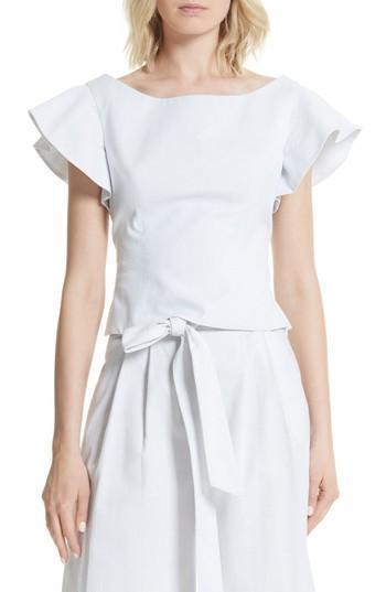 Women's Milly Dakota Ruffle Sleeve Top - Grey